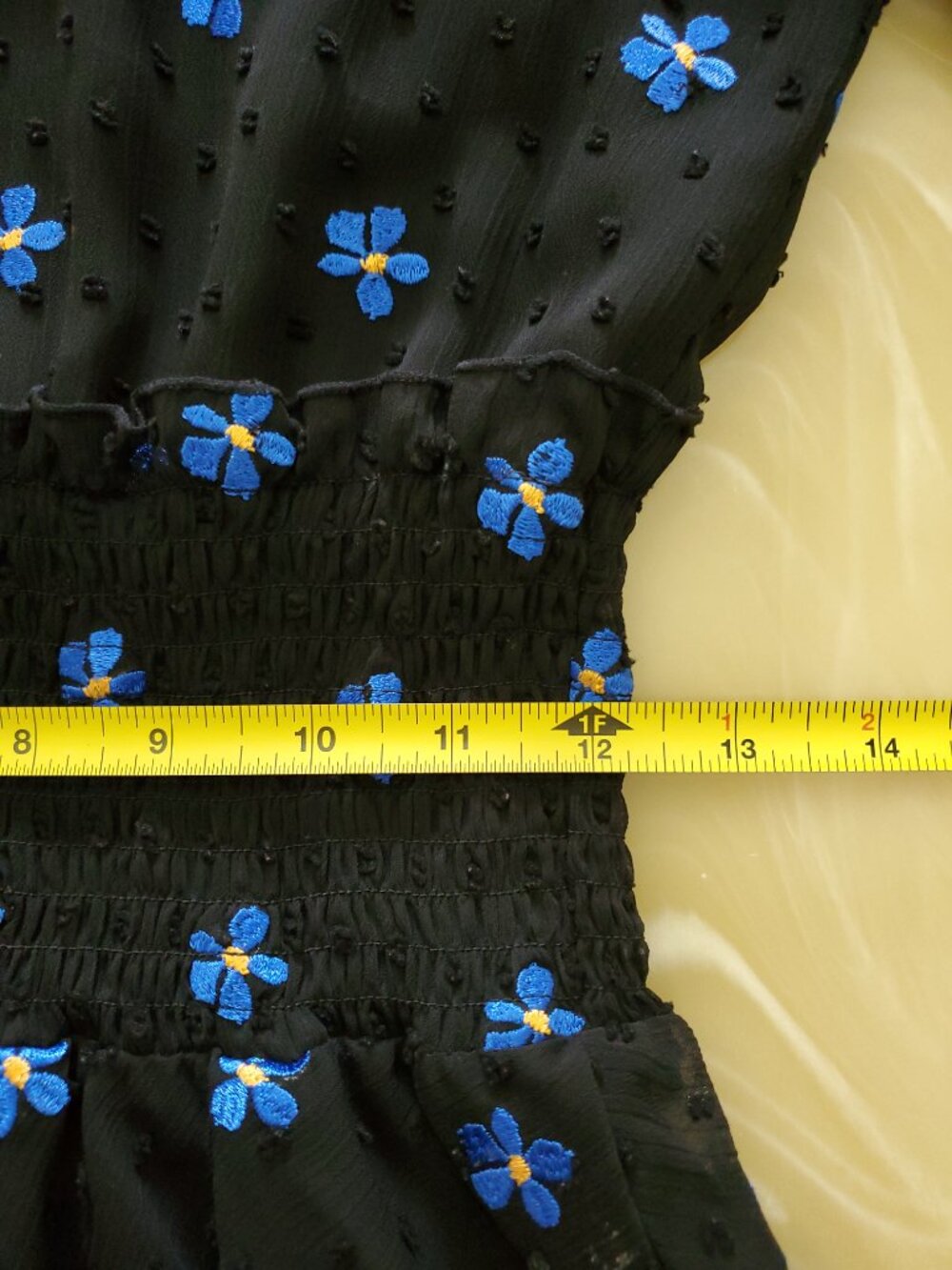 Maje Swiss Dot Floral Blue Daisy Embroidered Chiffon Dress - Picture 9 of 15